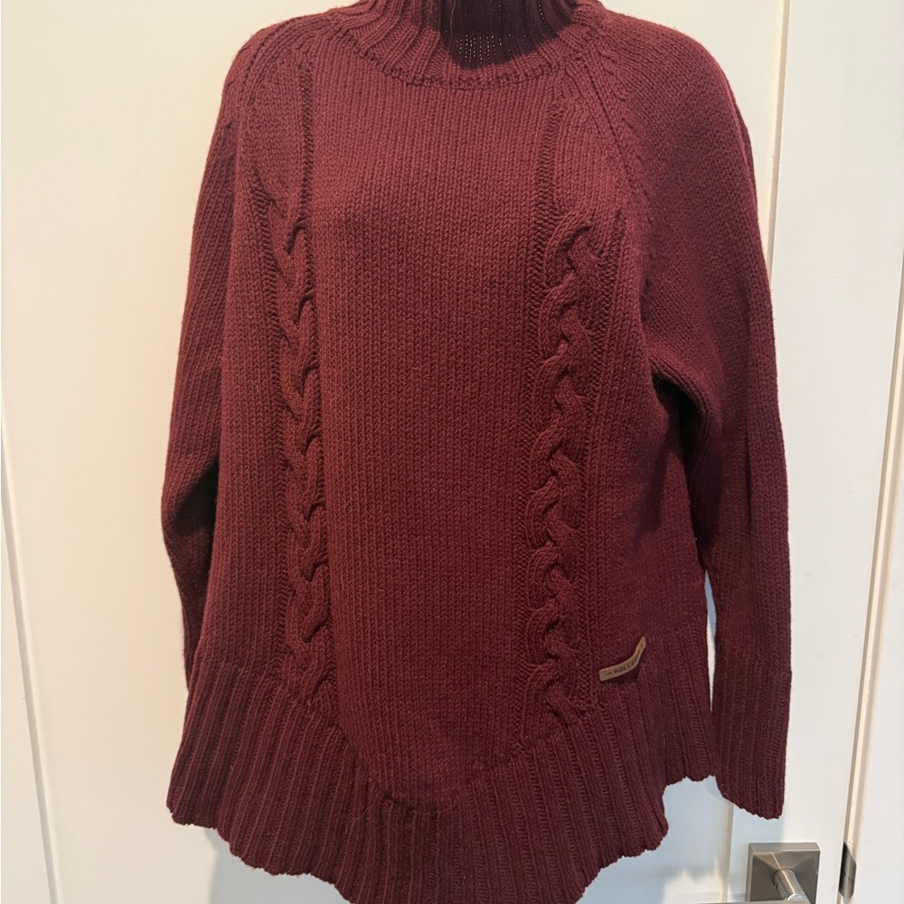 Holebrook Elegant Maroon Knit Sweater Oversized- size small